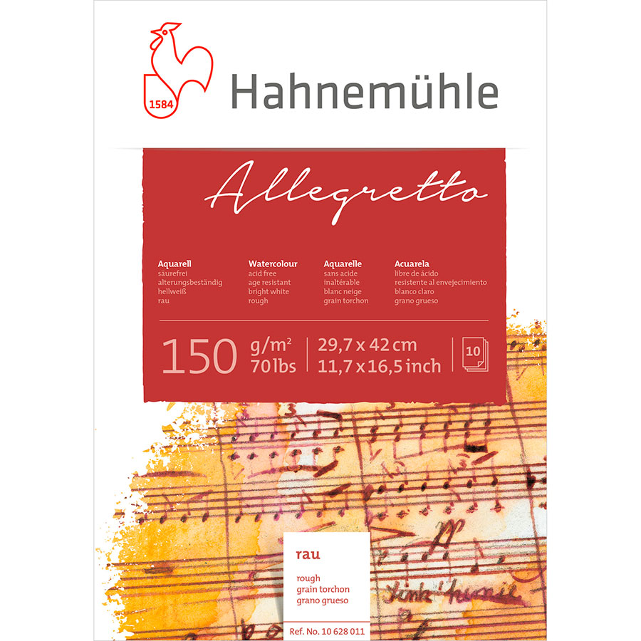 Papel para acuarela Hahnemühle Allegretto, tamaño A3, 150 g/m2