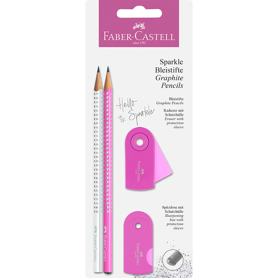 Faber-Castell 218477 Sparkle Set de escritura color rosa y blanco 